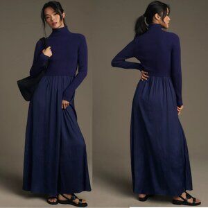 anthropologie The Thea Twofer Sweater Dress size S blue color new SMALL